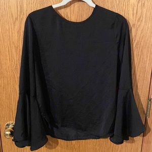 WhoWhatWear Black Bell Sleeve Blouse long sleeve